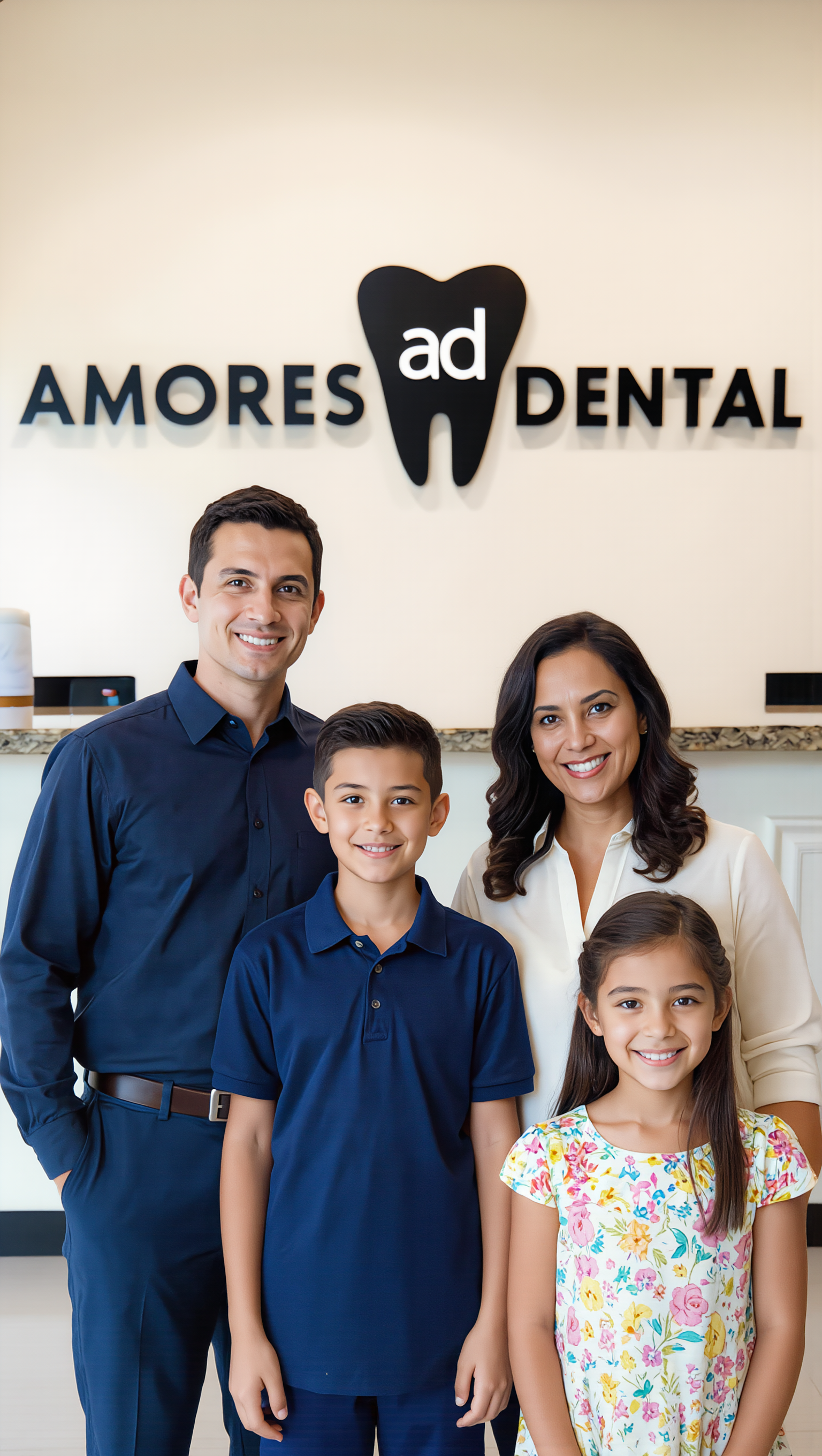 Happy family at Amores Dental